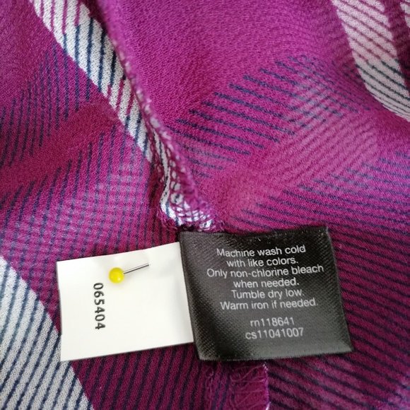 Lane Bryant Womens Purple White Plaid Sheer Button Up Tunic Shirt Size 26/28 - Picture 8 of 8